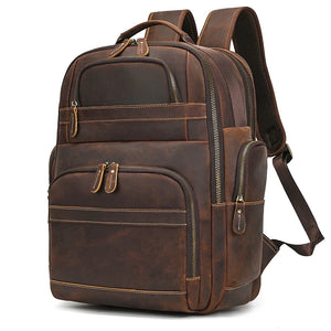 Großer Laptoprucksack Herren aus Leder – Braun – Produktansicht
