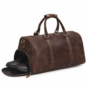 Reisetasche Herren aus Leder mit Schuhfach MH475 – Kaffeebraun – Produktdetail oder ergänzende Inszenierung