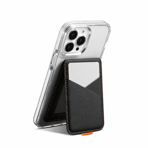 Magnetischer Smartphone-Kartenhalter mit Klappständer – Schwarz – Produktdetail oder ergänzende Inszenierung