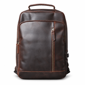 Laptoprucksack Herren aus Rindsleder SWK2952 – Kaffeebraun – auf weißem Hintergrund