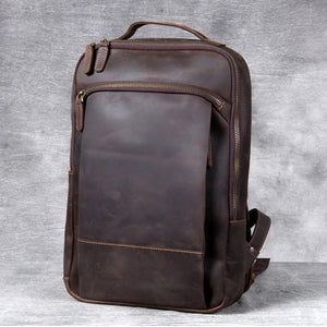 Laptoprucksack aus Rindsleder – Kaffeebraun – M-802 – Produktansicht