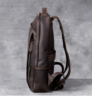 Laptoprucksack aus Rindsleder – Kaffeebraun – M-802 – Produktansicht