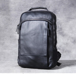 Laptoprucksack aus Rindsleder – Schwarz – M-802 – Produktansicht