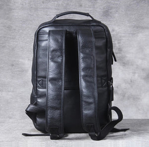 Laptoprucksack aus Rindsleder – Schwarz – M-802 – Produktansicht
