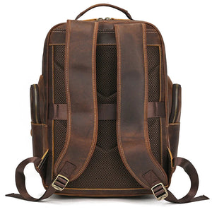 Großer Laptoprucksack Herren aus Leder – Braun – Produktansicht