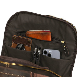 Großer Laptoprucksack Herren aus Leder – Dunkelbraun – Produktansicht