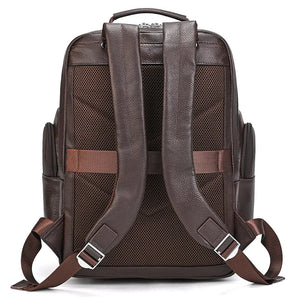 Großer Laptoprucksack Herren aus Leder – Kaffeebraun – Produktansicht