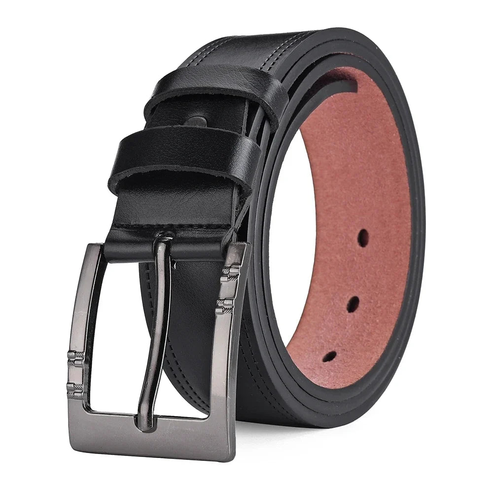 Herrengürtel mit Dornschließe, 3,8 cm – Schwarz – Produktansicht