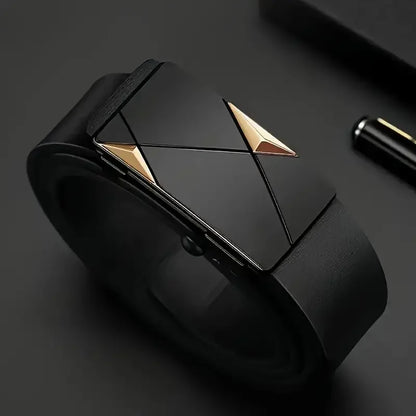 Herrengürtel mit Automatikschließe – Schwarz / Gold