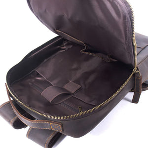 Laptoprucksack aus Rindsleder – Kaffeebraun – M-802 – Produktansicht