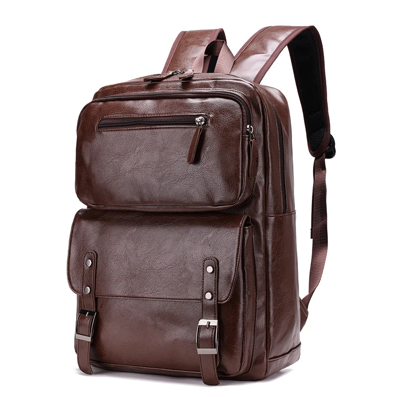 Laptoprucksack in Lederoptik mit Frontklappe 8685 – Braun