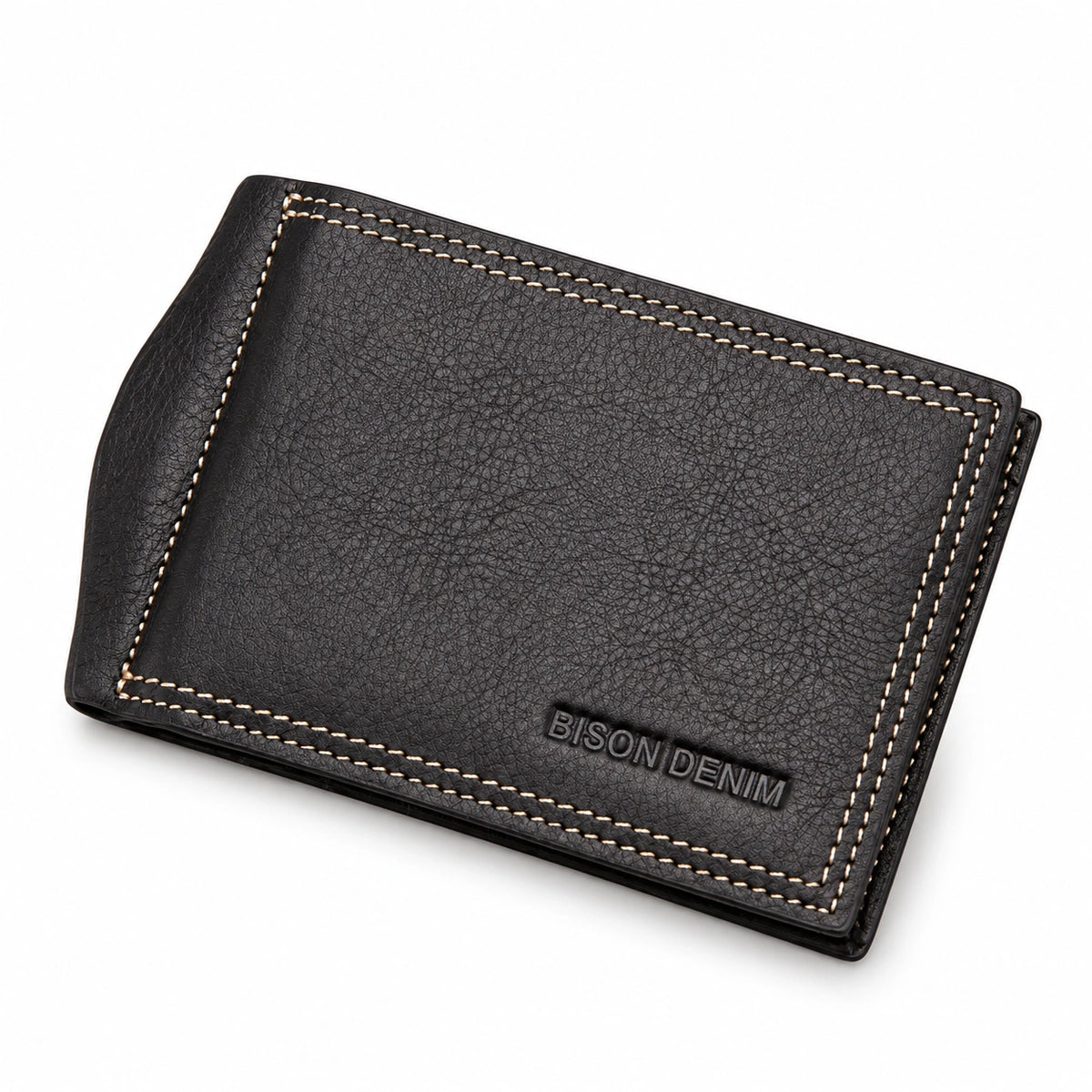 BISON DENIM W9348 – Herren-Geldbörse mit Münzfach – Produktansicht auf weißem Hintergrund