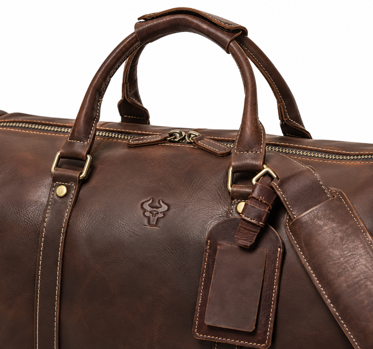 Reisetasche Herren aus Leder mit Schuhfach MH475 – Kaffeebraun – Produktdetail oder ergänzende Inszenierung