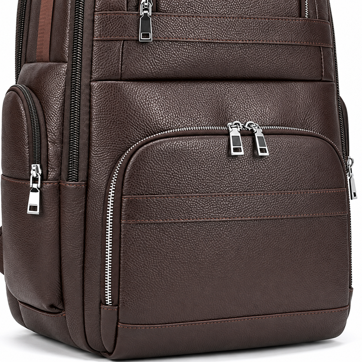 Großer Laptoprucksack Herren aus Leder – Kaffeebraun – Produktdetail oder ergänzende Inszenierung