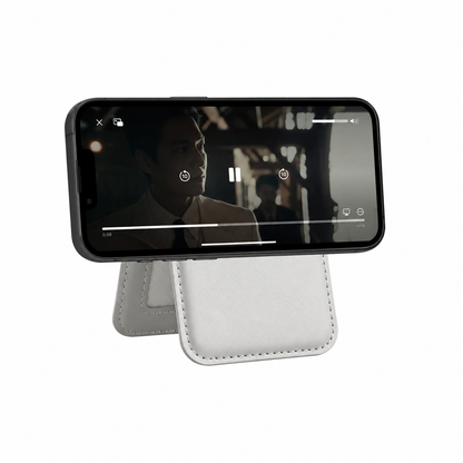Magnetischer Smartphone-Kartenhalter mit Klappständer – Grauweiß – Produktdetail oder ergänzende Inszenierung