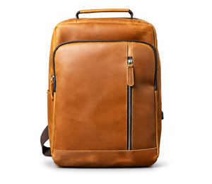 Laptoprucksack Herren aus Rindsleder SWK2952 – Braun – auf weißem Hintergrund