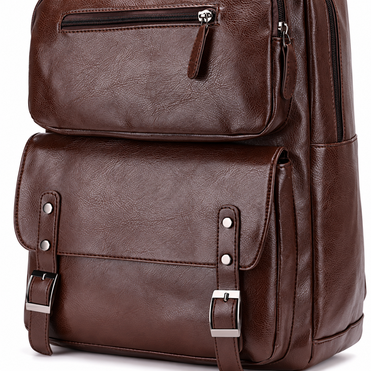 Laptoprucksack in Lederoptik mit Frontklappe 8685 – Braun – Produktdetail oder ergänzende Inszenierung