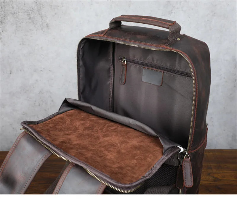 Laptoprucksack Herren aus Rindsleder SWK2952 – Kaffeebraun – Produktansicht