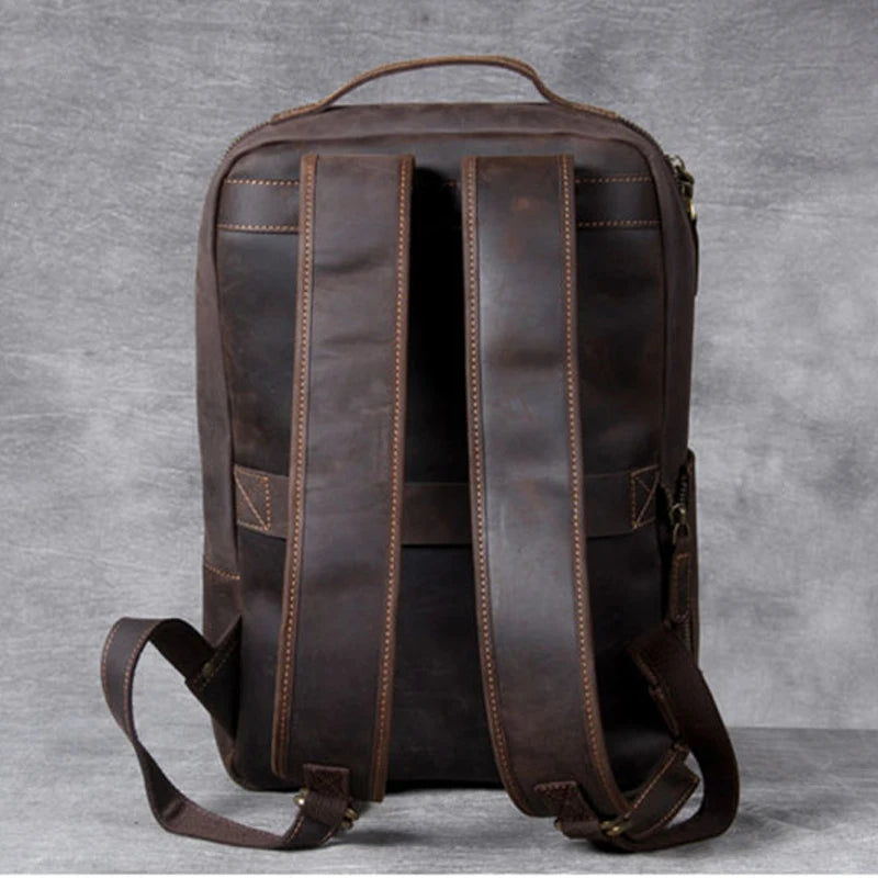 Laptoprucksack aus Rindsleder – Kaffeebraun – M-802 – Produktansicht