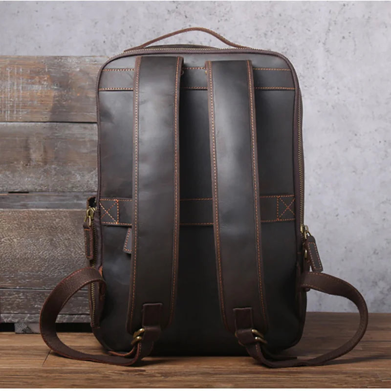 Laptoprucksack aus Rindsleder – Kaffeebraun – M-804 – Produktansicht