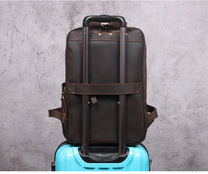Laptoprucksack aus Rindsleder – Kaffeebraun – M-804 – Produktansicht