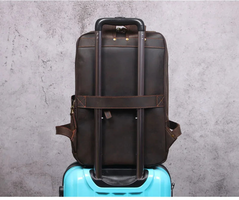 Laptoprucksack aus Rindsleder – Kaffeebraun – M-804 – Produktansicht