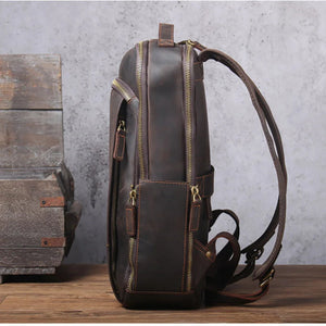 Laptoprucksack aus Rindsleder – Kaffeebraun – M-804 – Produktansicht