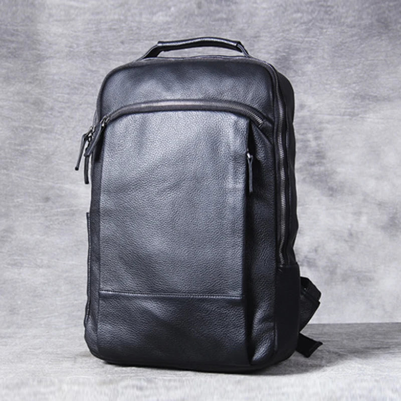 Laptoprucksack aus Rindsleder – Schwarz – M-802 – Produktansicht