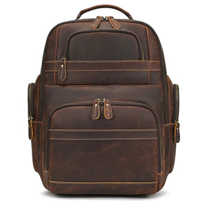 Großer Laptoprucksack Herren aus Leder – Braun – Produktansicht