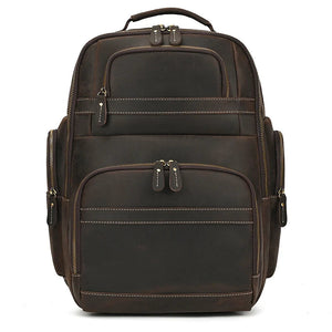 Großer Laptoprucksack Herren aus Leder – Dunkelbraun – Produktansicht