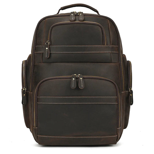 Großer Laptoprucksack Herren aus Leder – Dunkelbraun – Produktansicht