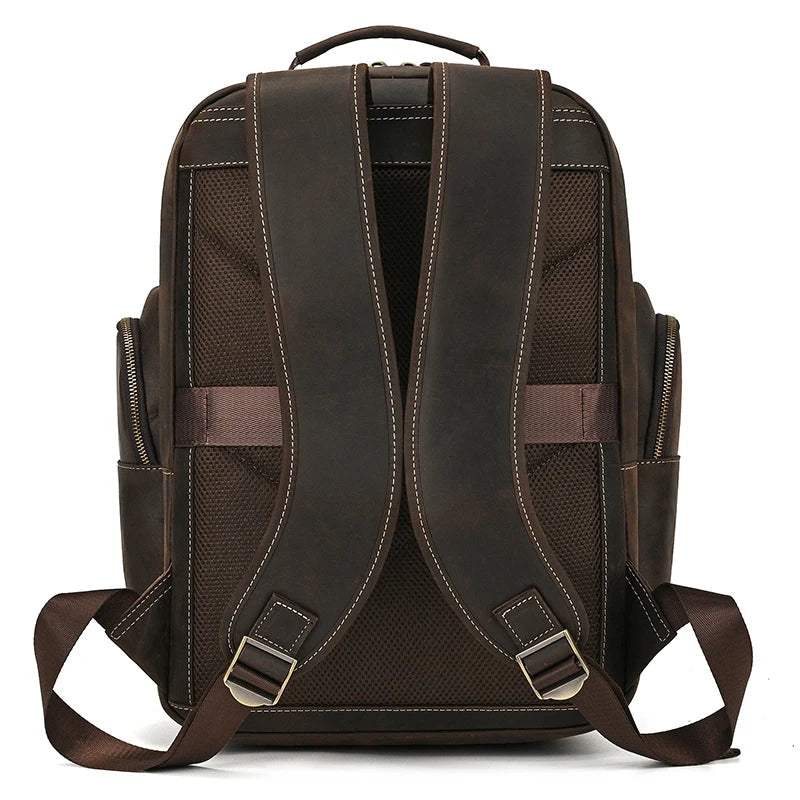 Großer Laptoprucksack Herren aus Leder – Dunkelbraun – Produktansicht