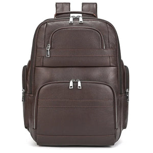 Großer Laptoprucksack Herren aus Leder – Kaffeebraun – Produktansicht