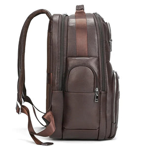 Großer Laptoprucksack Herren aus Leder – Kaffeebraun – Produktansicht