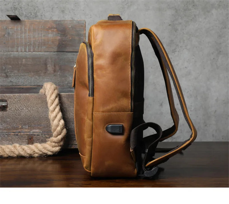 Laptoprucksack Herren aus Rindsleder SWK2952 – Braun – Produktansicht