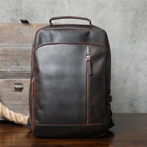 Laptoprucksack Herren aus Rindsleder SWK2952 – Kaffeebraun – Produktansicht
